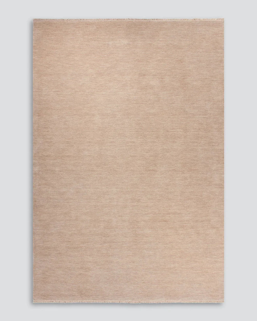 The Baya Sandringham wool rug in blush pink 'Cameo' colour, from above