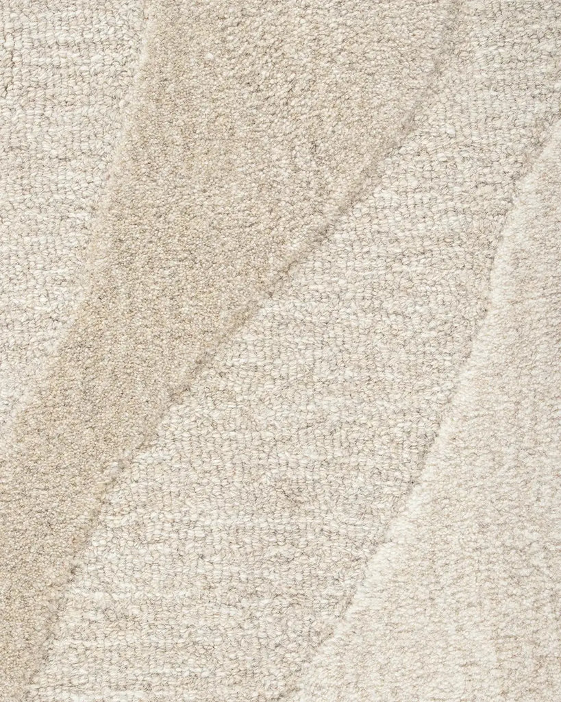 Close up of the cut and loop pile in the 'Shoreline' wool floor rug by Baya nz