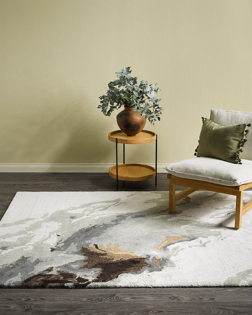 The Baya 'Uluru' wool-blend floor rug seen in situ in a modern home