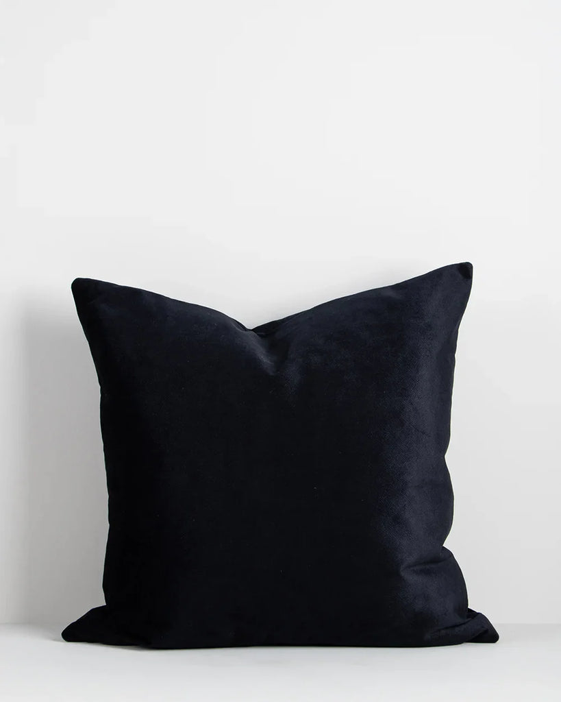 Baya velvet cushion in deep black blue colour