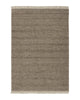 Weave Home Anton wool rug in Ash on a plain background, shown flat with fringed ends
