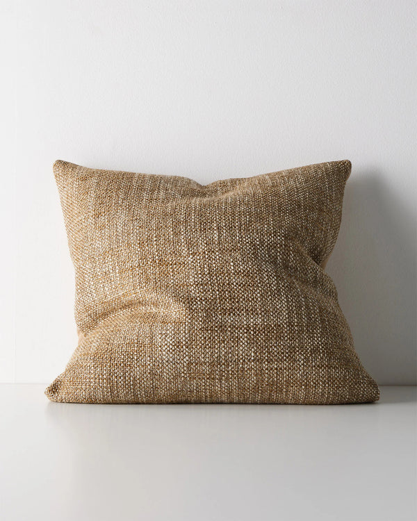 Weave Home Castel cushion in Toffee on a plain background.