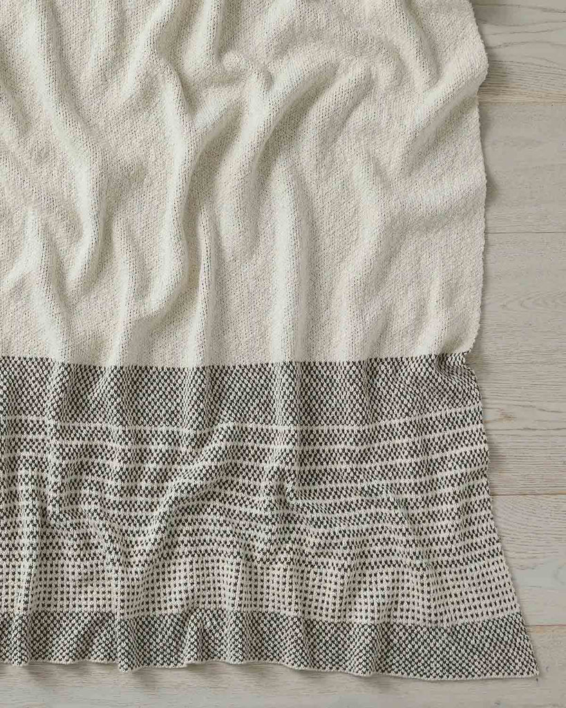 Full image of Sonoma cotton knit throw in shade Khaki by Weave Home. 